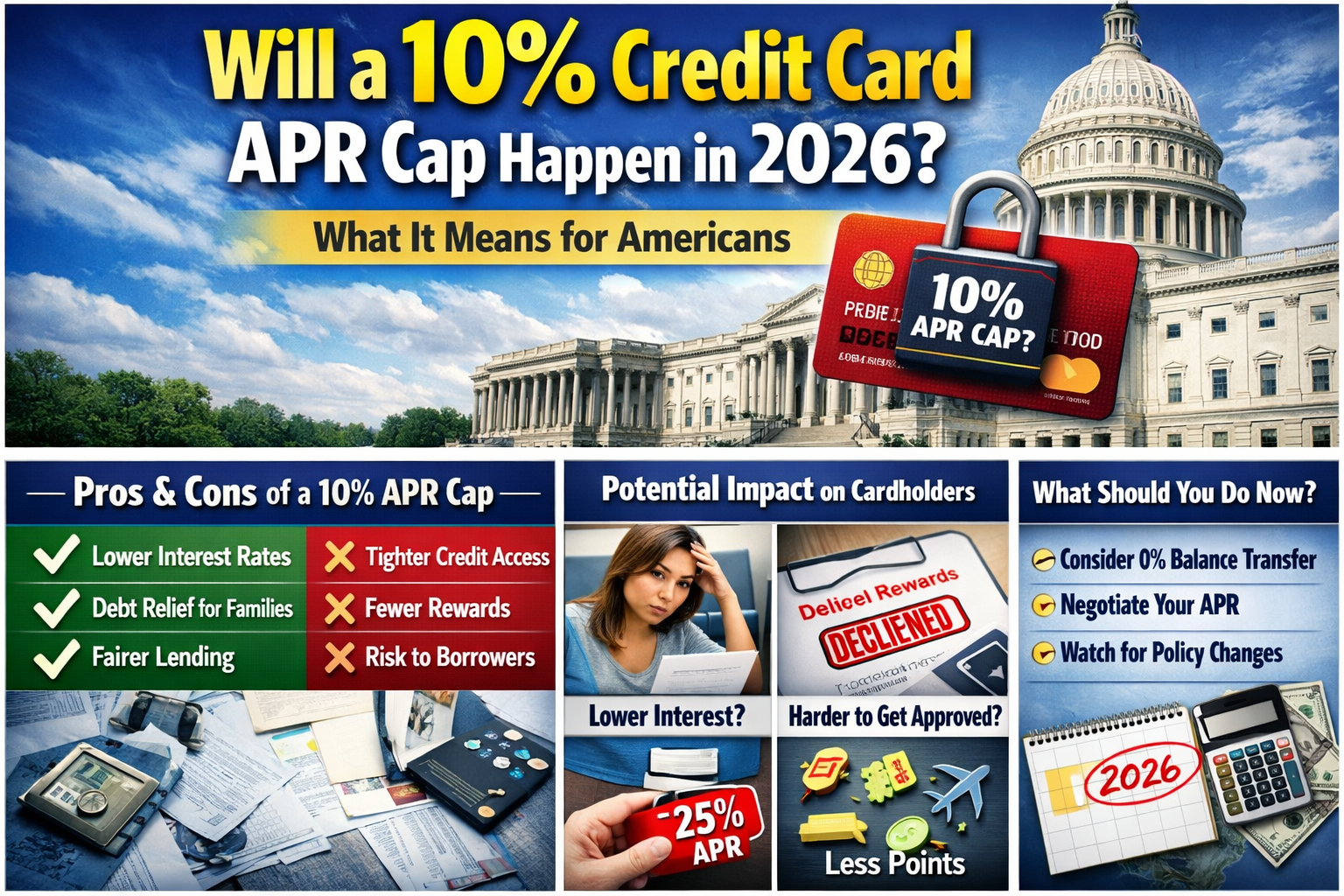 Will a 10% Credit Card APR Cap Happen in 2026? What It Means for Americans